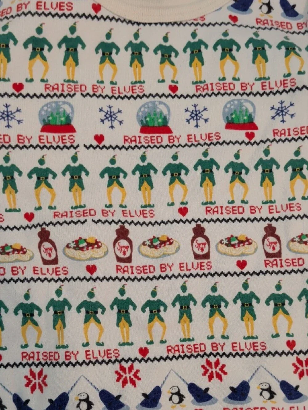 Hanna Andersson Cream Kids Holiday Elf Pajama Set with Green Red Blue Accents